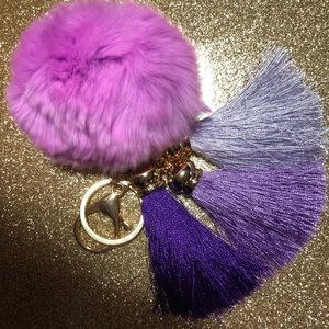 FURRY KEYCHAIN WITH TASSELS NWOT